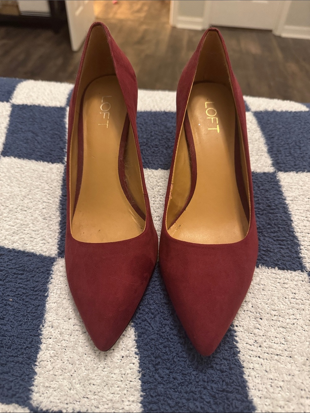 LOFT Burgundy Pointed Suede Pumps